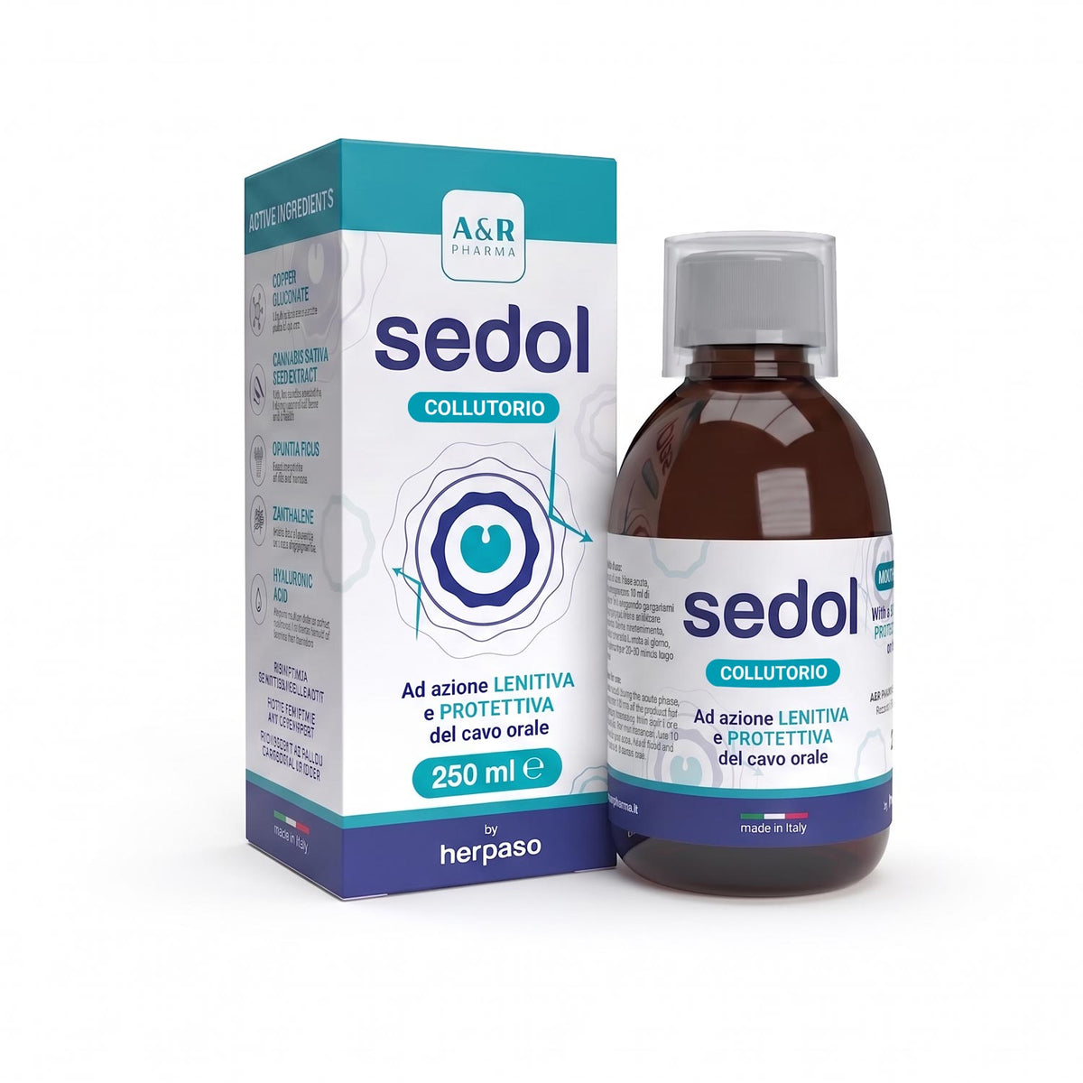 SEDOL Herpaso — Collutorio lenitivo e protettivo da 250 ml